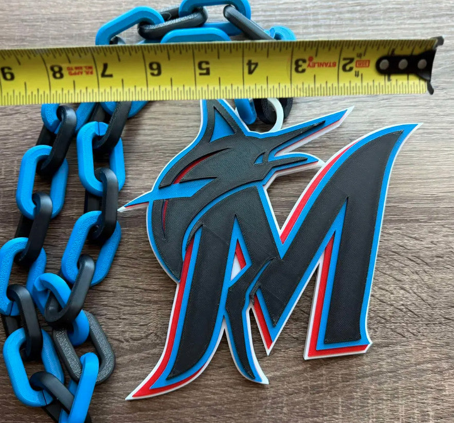 Miami Marlins 3D Printed Sports Chain, Necklace