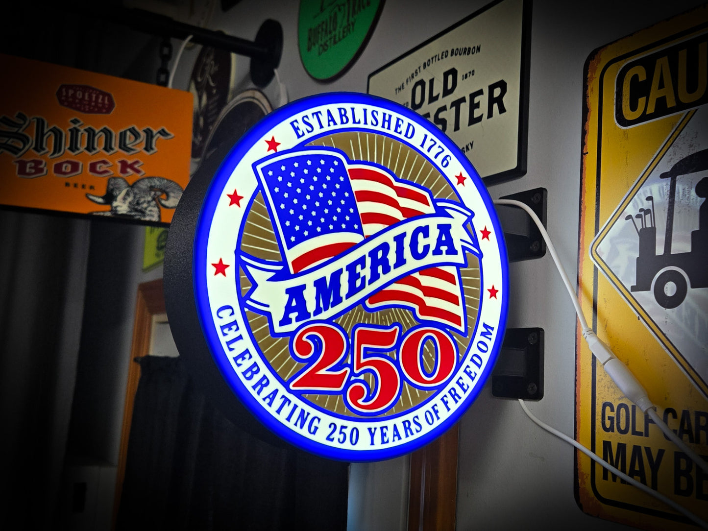 AMERICA 250 Anniversary 12 Inch Light Box LED Sign 3D Printed Wall Decor