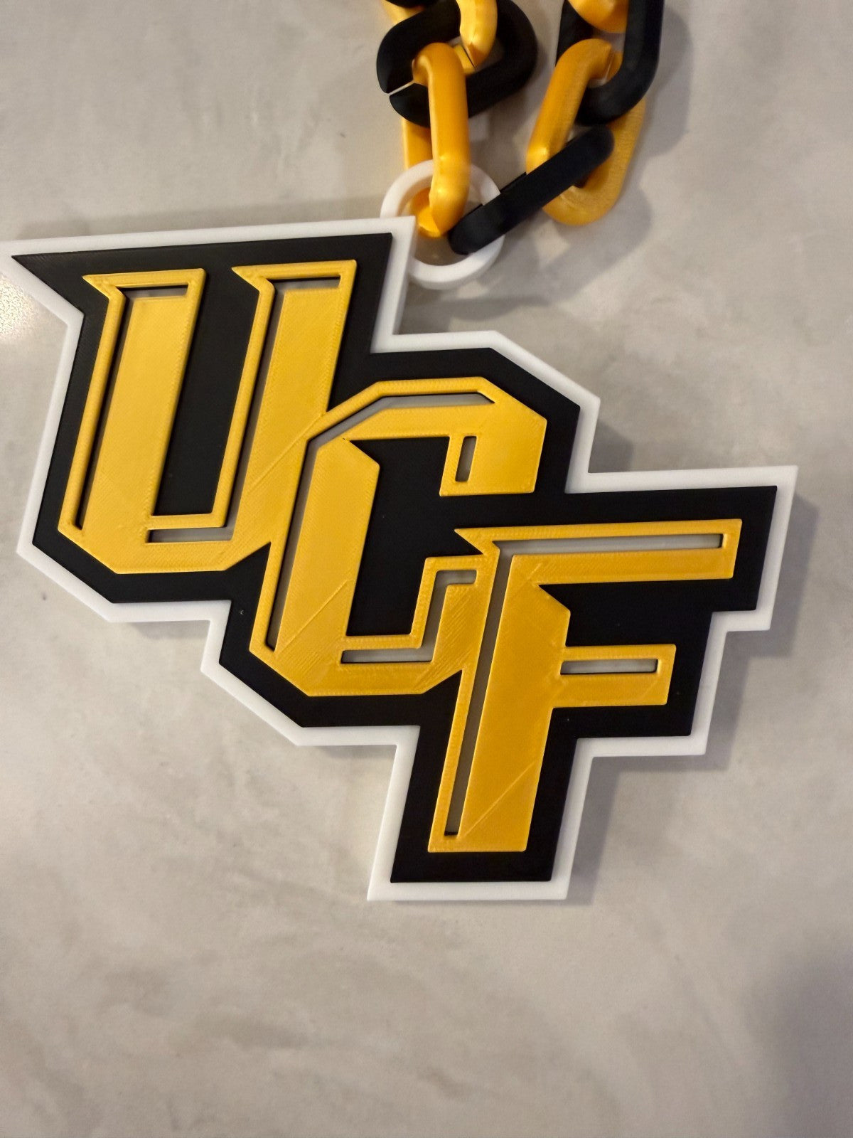 UCF Knights Fan Chain Necklace 3D Printed NCAA Big Logo Turnover Chain Black Go