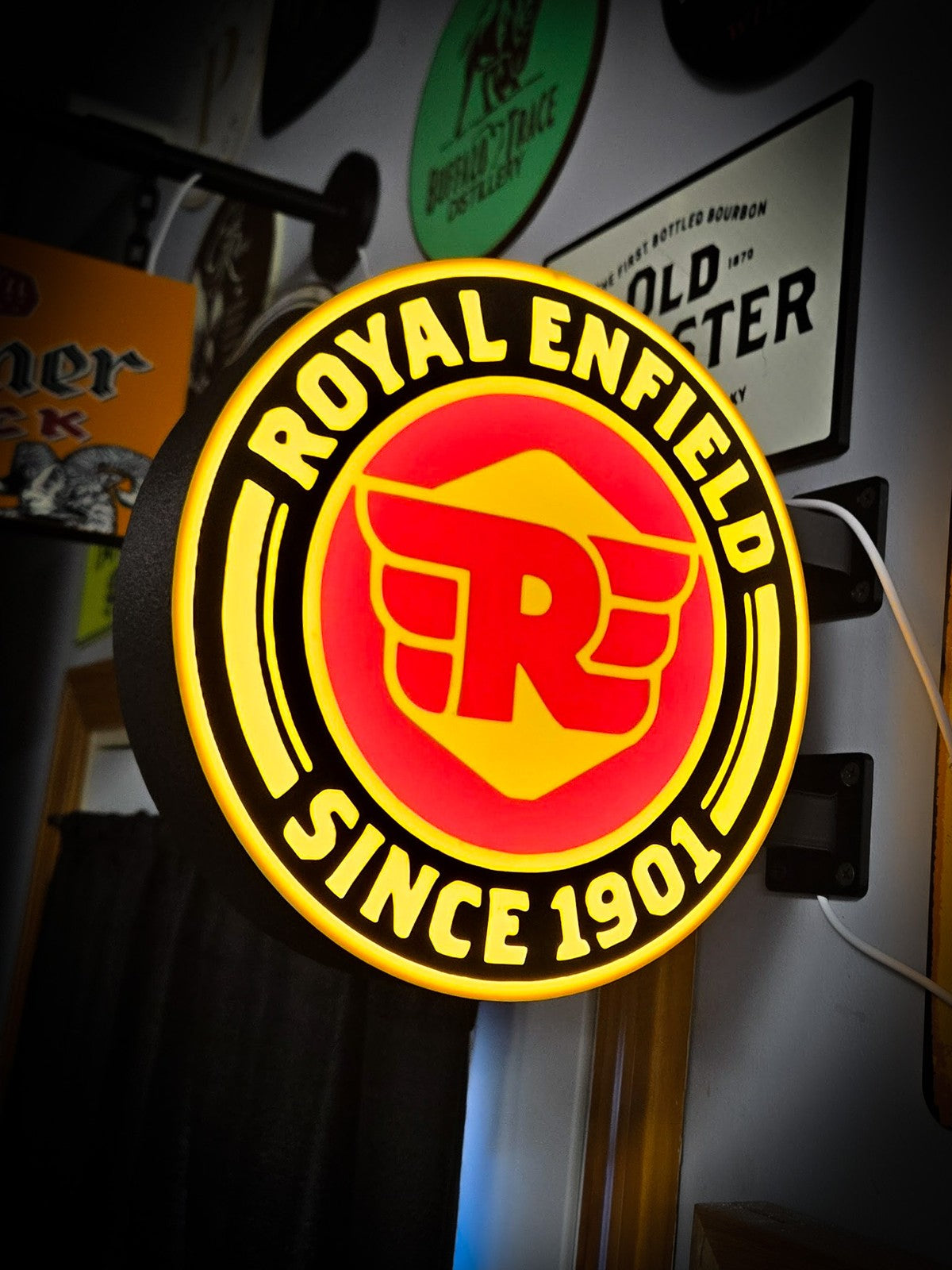 ROYAL ENFIELD 12 Inch Light Box LED Sign 3D Printed Wall Decor Man Cave Garage