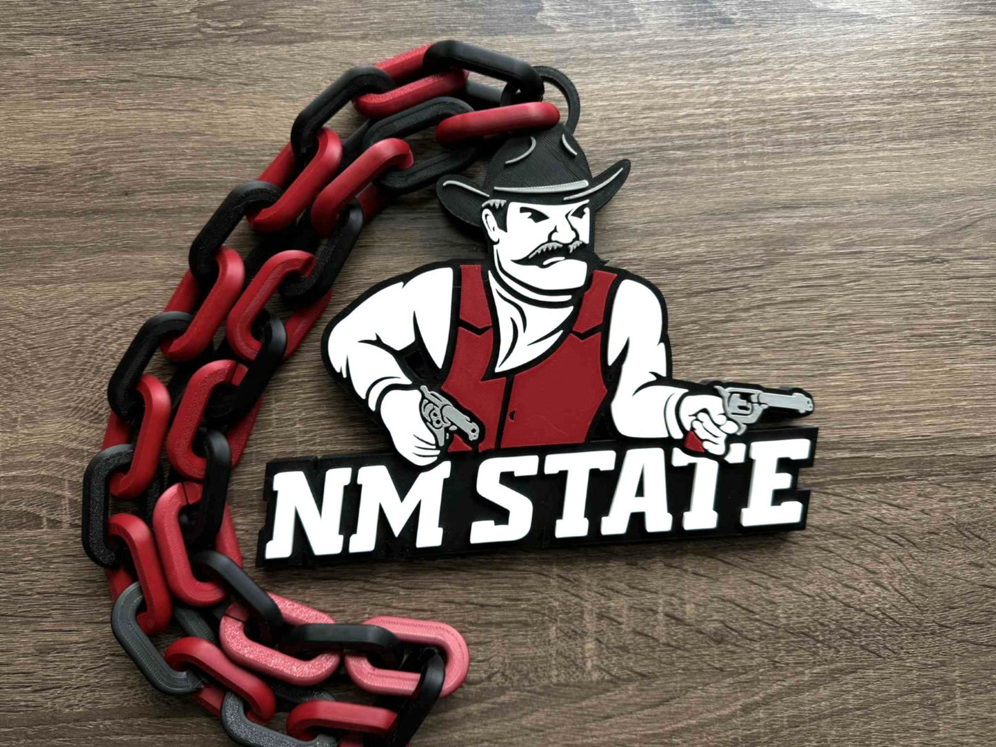 New Mexico State Aggies Logo Oversized Necklace, Pendant Chain