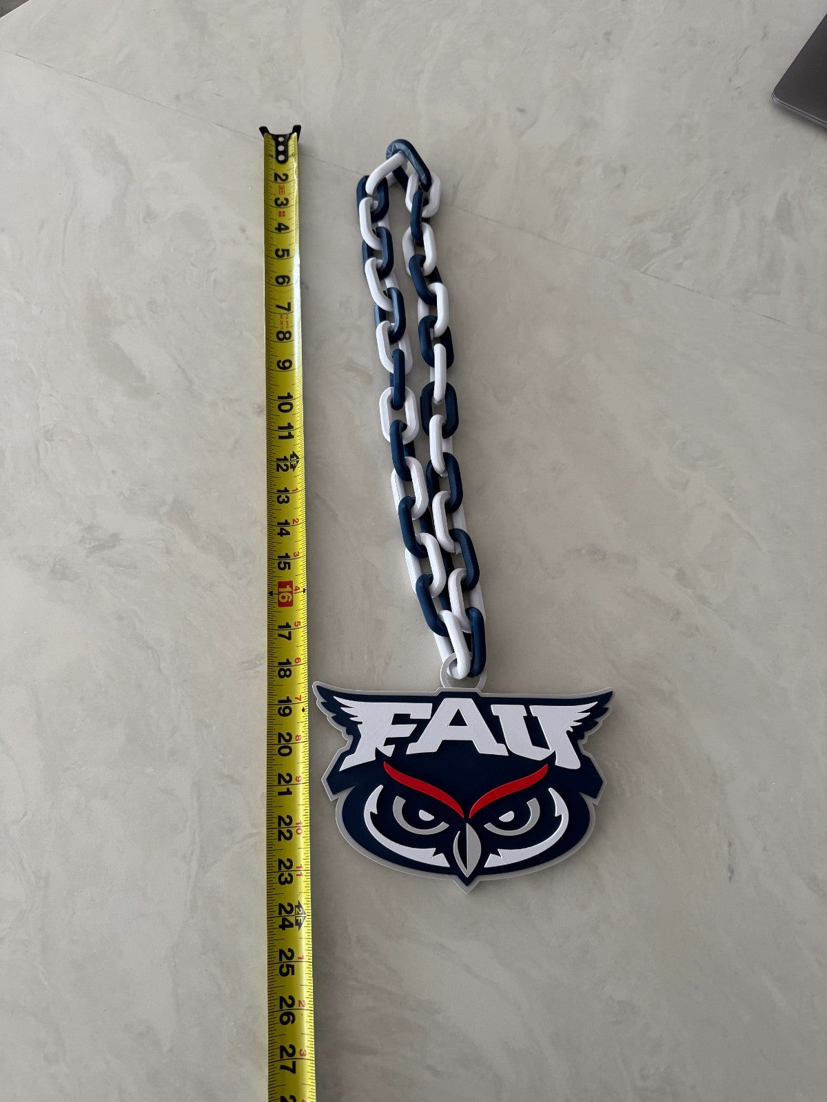 Florida Atlantic Owls Logo Necklace Oversized Turnover Chain HandMade 3D Printed