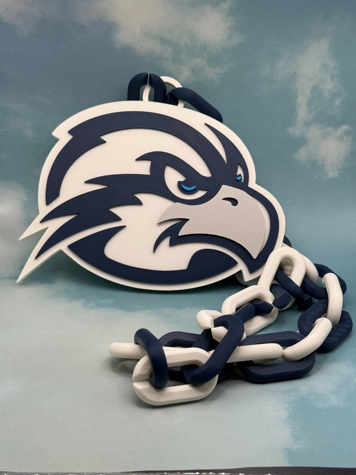 UNF Ospreys Oversized Necklace Hype Chain NCAA Fan Big Logo Blue Grey
