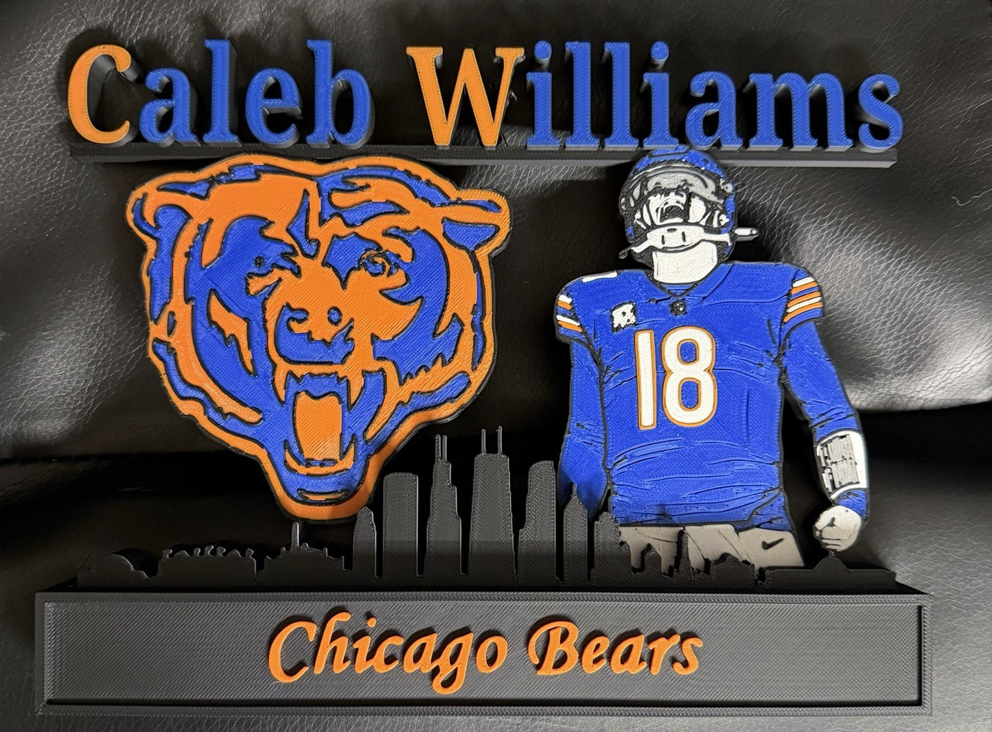 Custom Chicago Football Quarterback #18 Skyline Desktop Display – 9–10” Wide