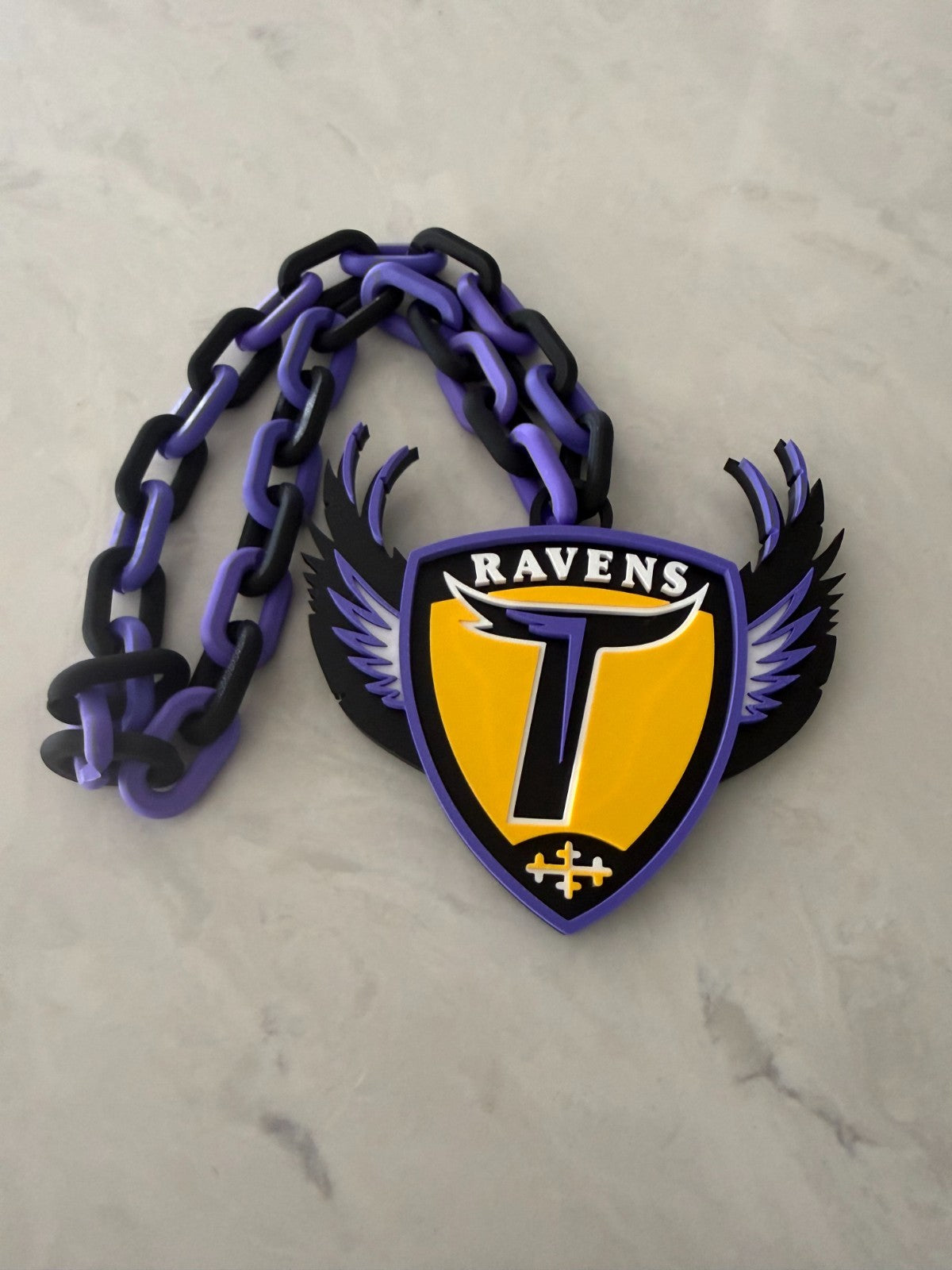 Baltimore Ravens Oversized Necklace, Pendant And Chain Handmade 3D Printed