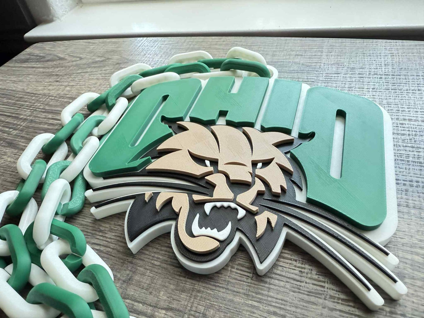 Ohio Bobcats Logo Oversized Necklace, Pendant Chain