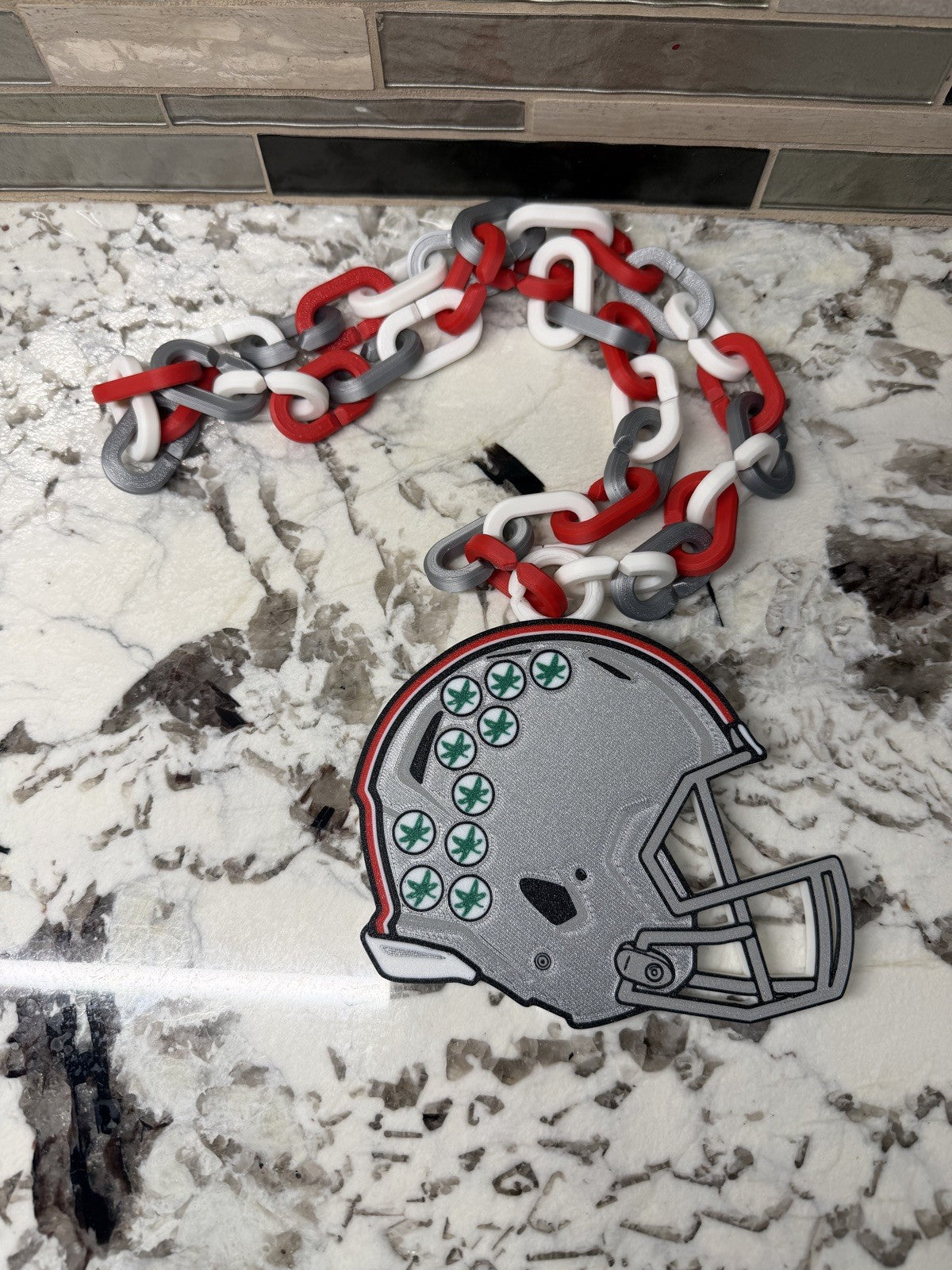 Ohio State Buckeyes Helmet Hype Chain Necklace | 3D Printed Football Fan Chain