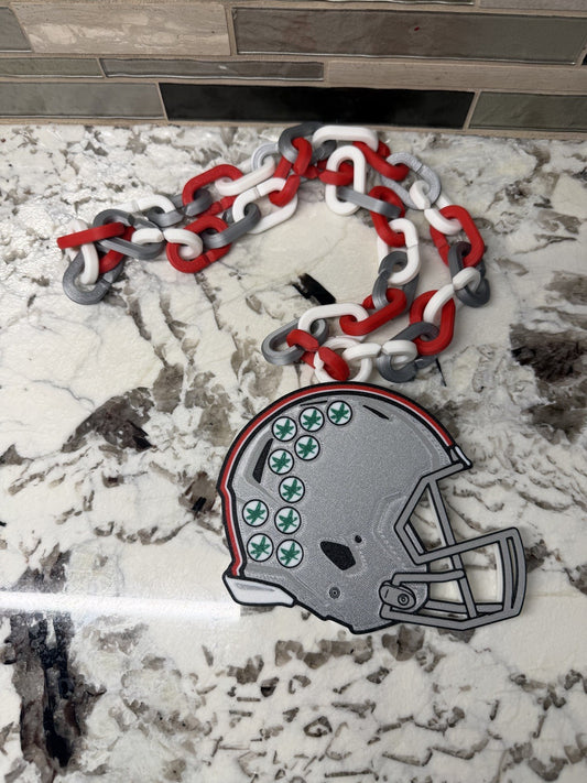 Ohio State Buckeyes Helmet Hype Chain Necklace | 3D Printed Football Fan Chain