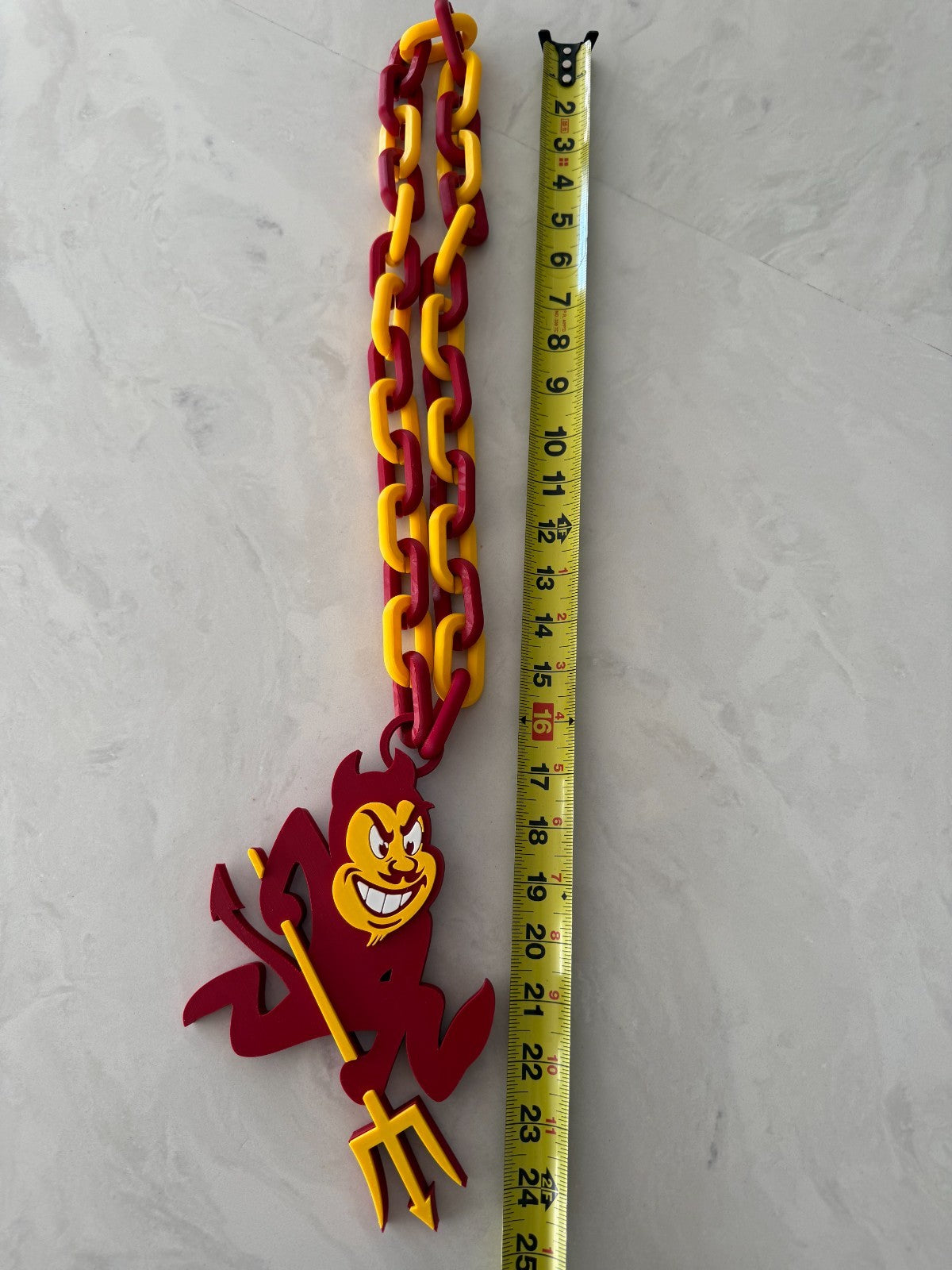 Arizona State Sun Devils Fan Oversized Necklace Pendant & Chain "Fear The Fork"
