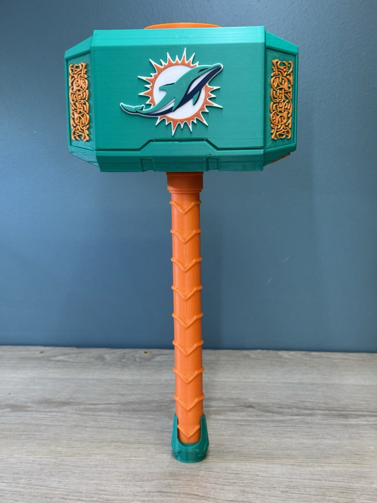 Miami Dolphins Thor Hammer Mjolnir & Rock Stand Memorabilia Man Cave Fan Gift