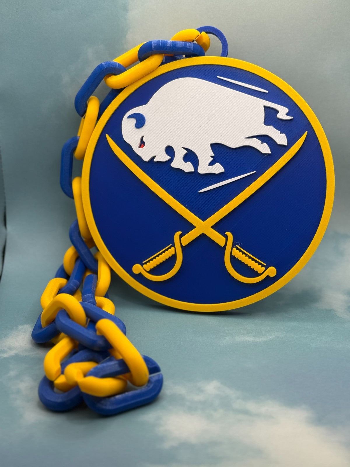 Buffalo Sabres Oversized Necklace, Hype Chain, Logo Pendant 'Game On!'