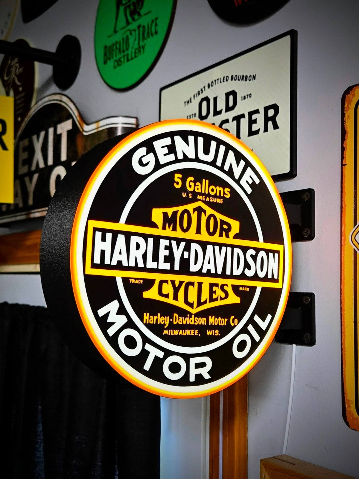 HARLEY DAVIDSON 12 Inch Light Box LED Sign 3D Printed Wall Decor Man Cave Garage