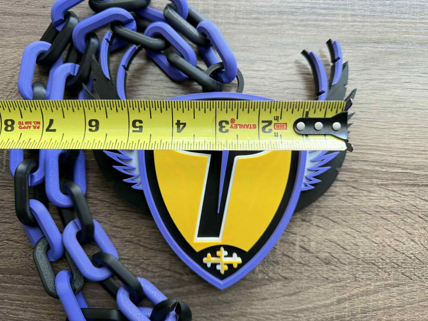 Baltimore Ravens Crest Logo Oversized Necklace, Pendant Chain