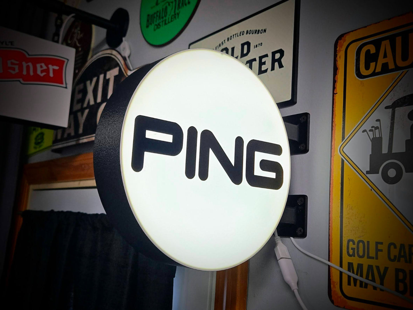 PING Golf 12 Inch Light Box LED Sign 3D Printed Wall Decor Man Cave Garage