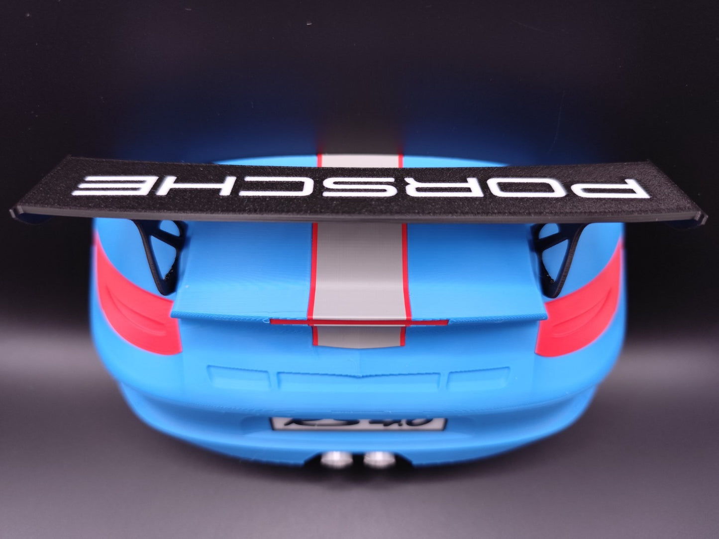 Sports Car Key Holder with Spoiler – Blue Racing Inspired Wall Mount Key Rack –