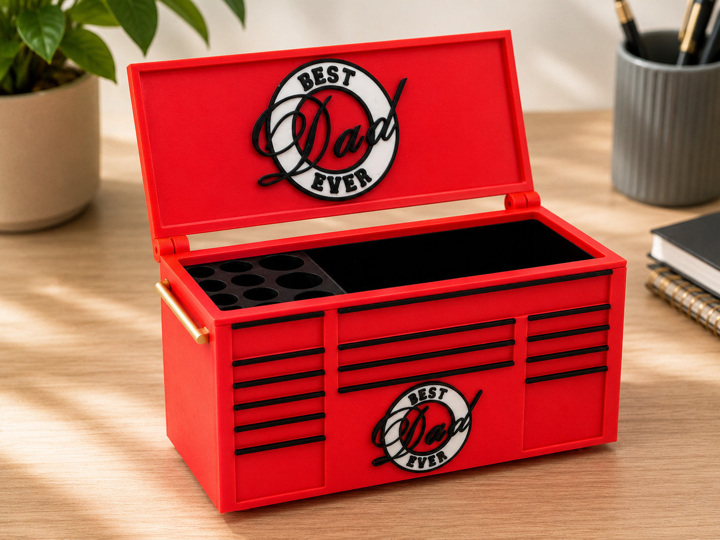 Toolbox Desk Organizer Best Dad | Father's Day Gift | Pen Holder & Storage Box
