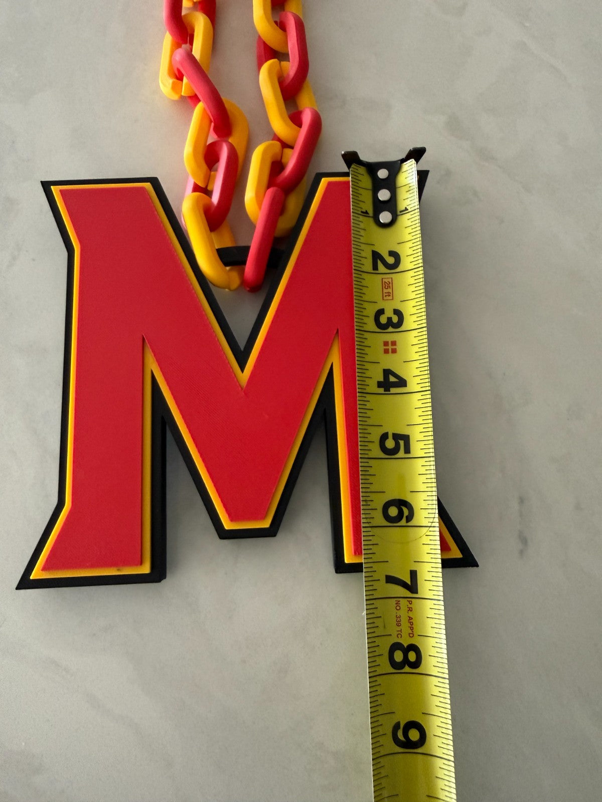 Maryland Terrapins Logo Oversized Necklace Pendant Chain Handmade 3D Printed