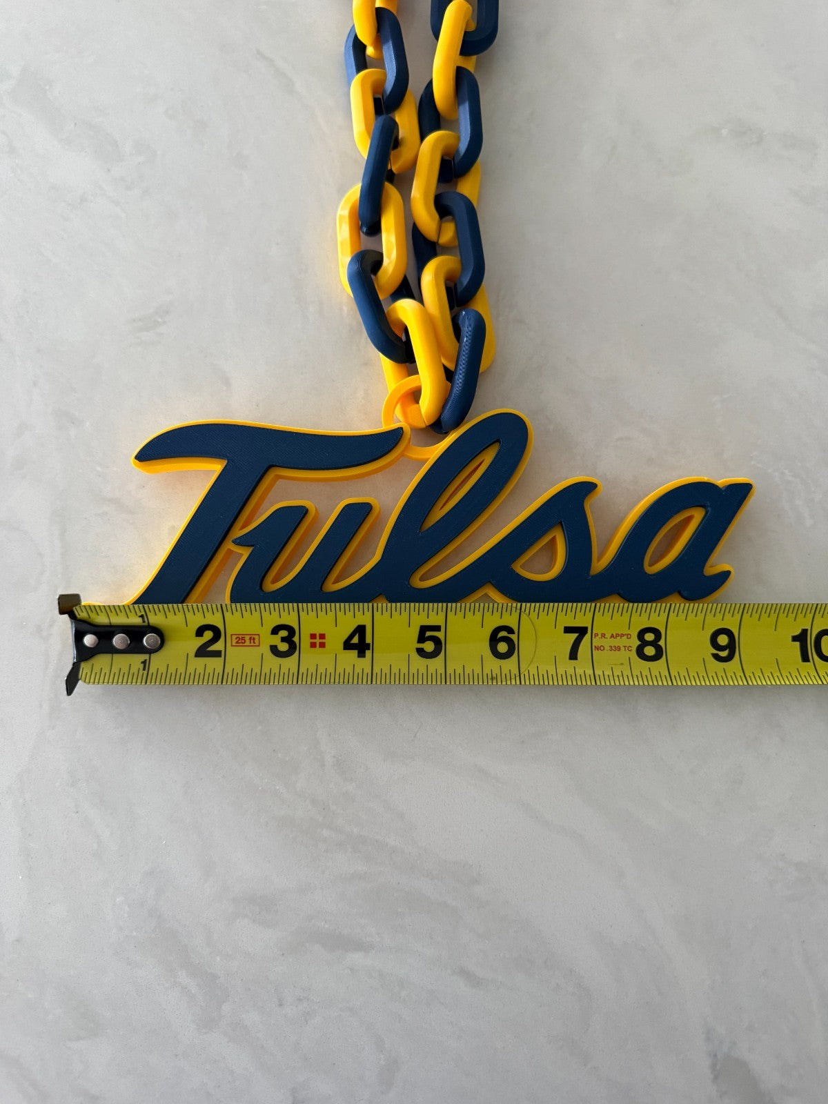 Tulsa Golden Hurricane Oversized Necklace Turnover Chain HandMade 3D Printed