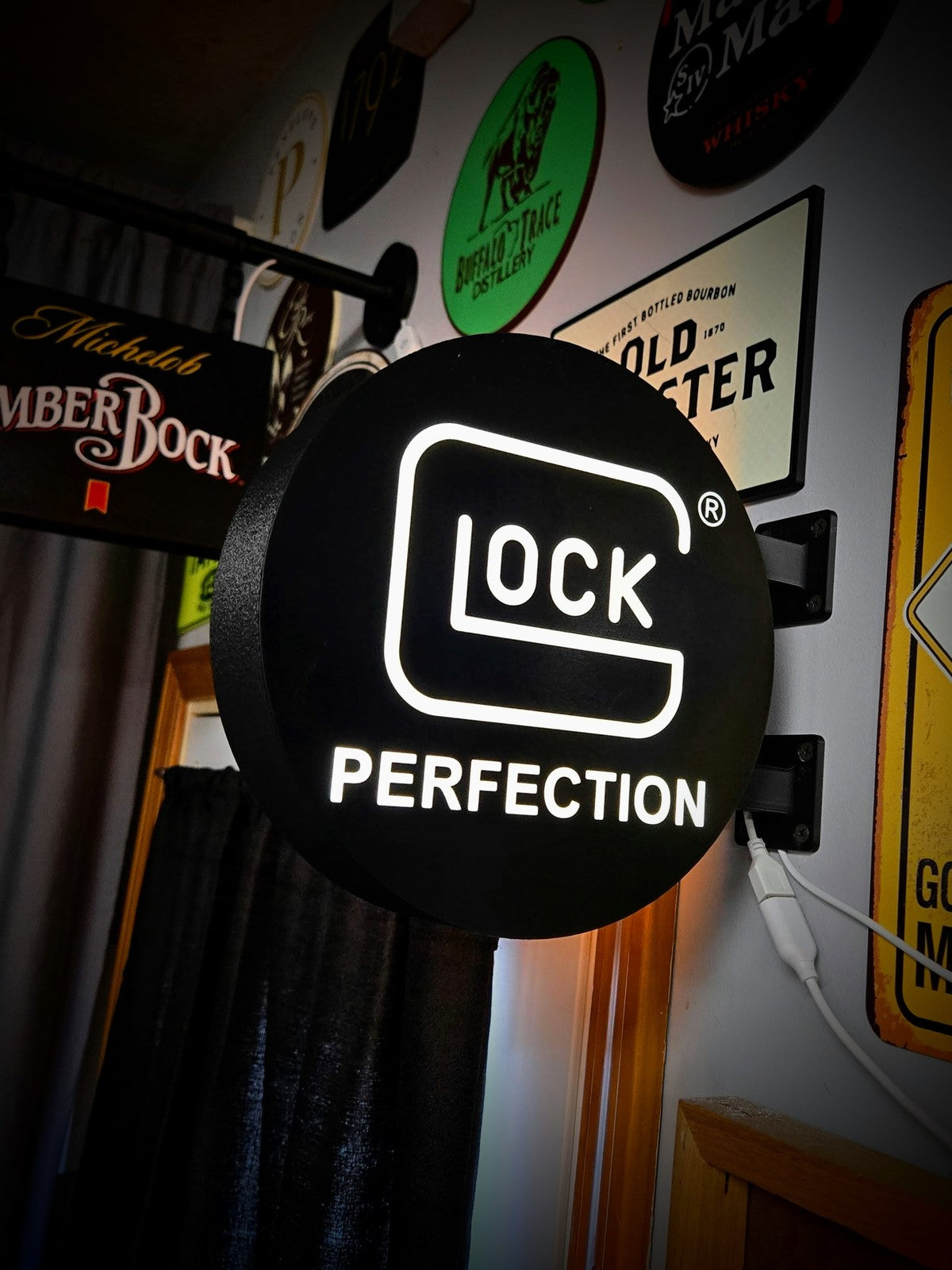 Glock Perfection 12 Inch Light Box LED Sign 3D Printed Wall Decor Man Cave