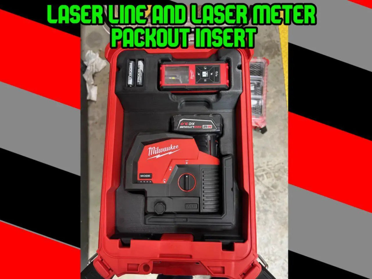Packout Insert 3D Printed ABS Organizer For Laser Meter 3622-20 And Laser Line 4