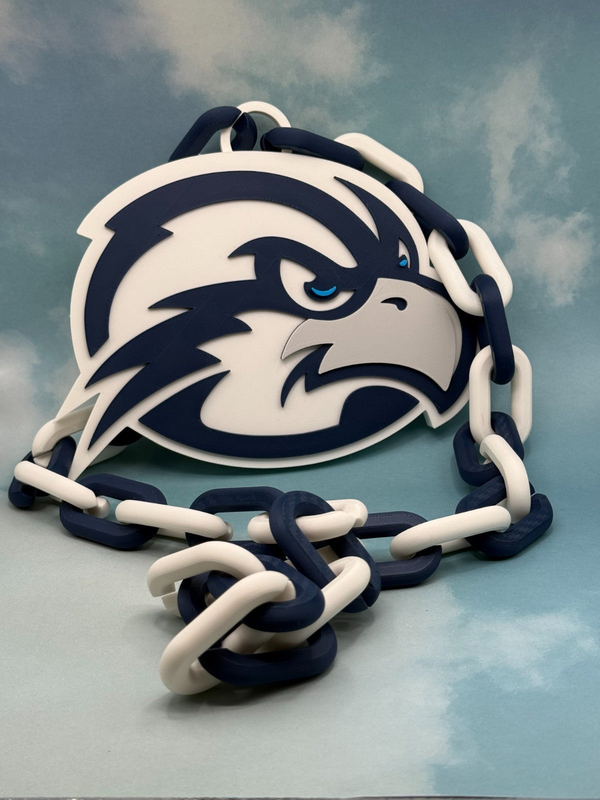 UNF Ospreys Oversized Necklace Hype Chain NCAA Fan Big Logo Blue Grey