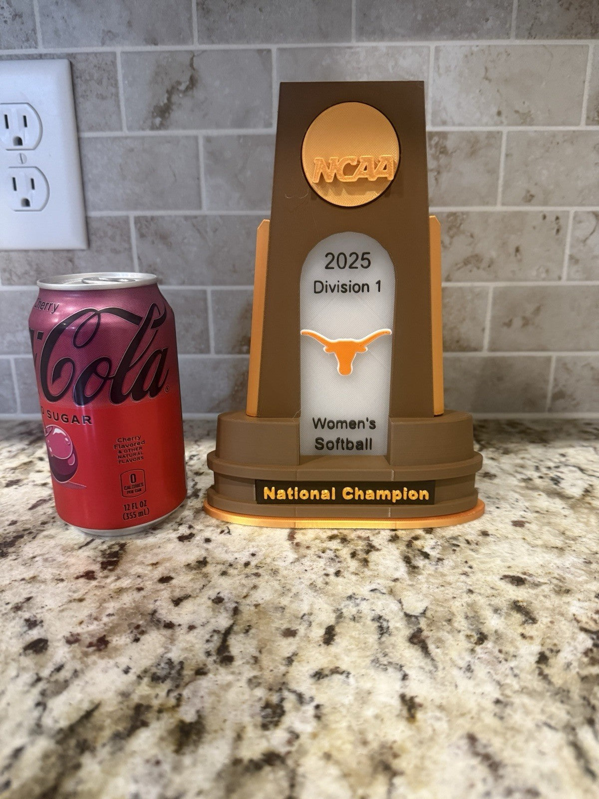 2 Texas longhorns 2025 and 2026 softball national champion trophy 3d printed pla