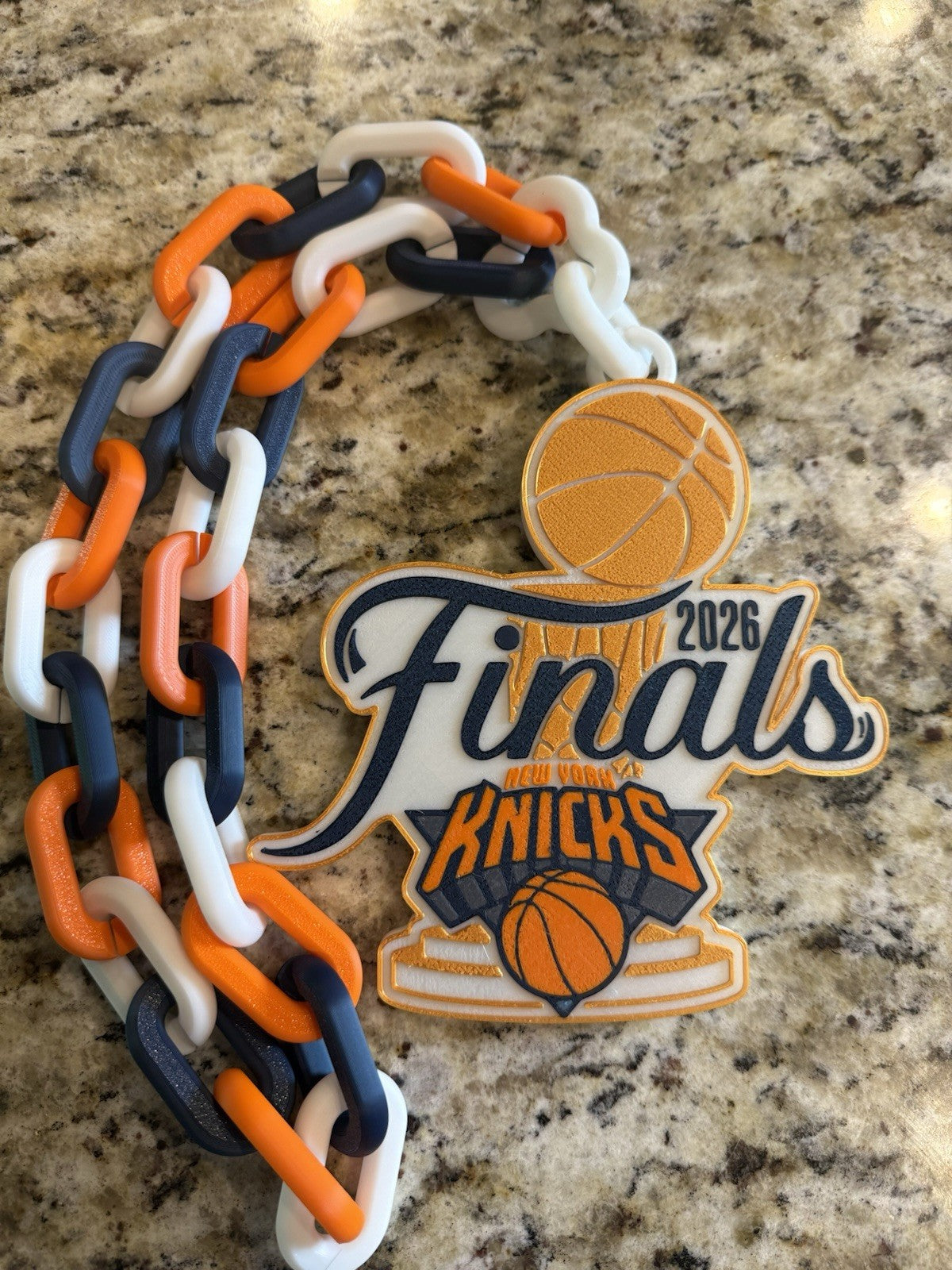 New York Knicks 2026 nba finals hype chain. 3d printed.