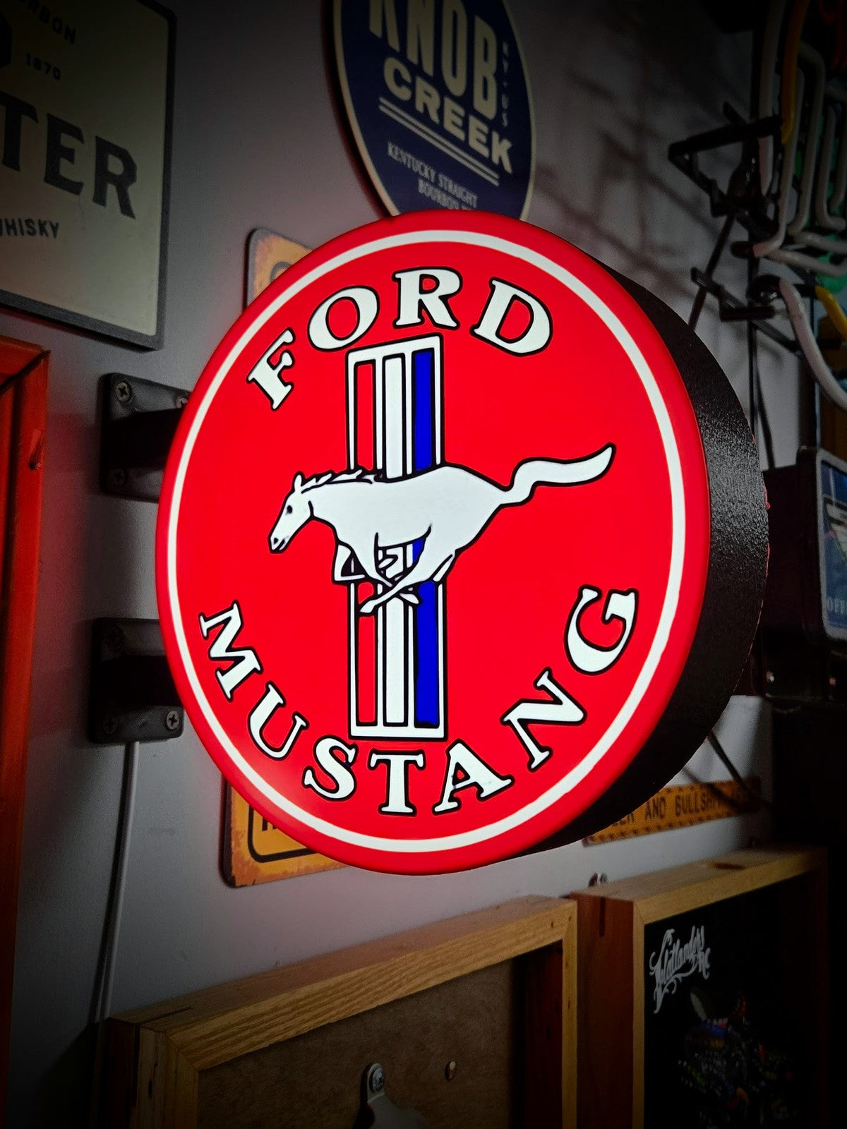FORD MUSTANG 12 Inch Light Box LED Sign 3D Printed Wall Decor Man Cave Garage