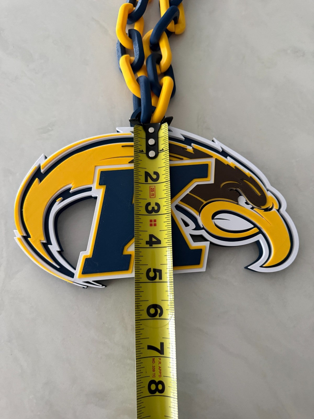 Kent State Golden Flashes Hype Logo Oversized Necklace Chain HandMade 3D Printed