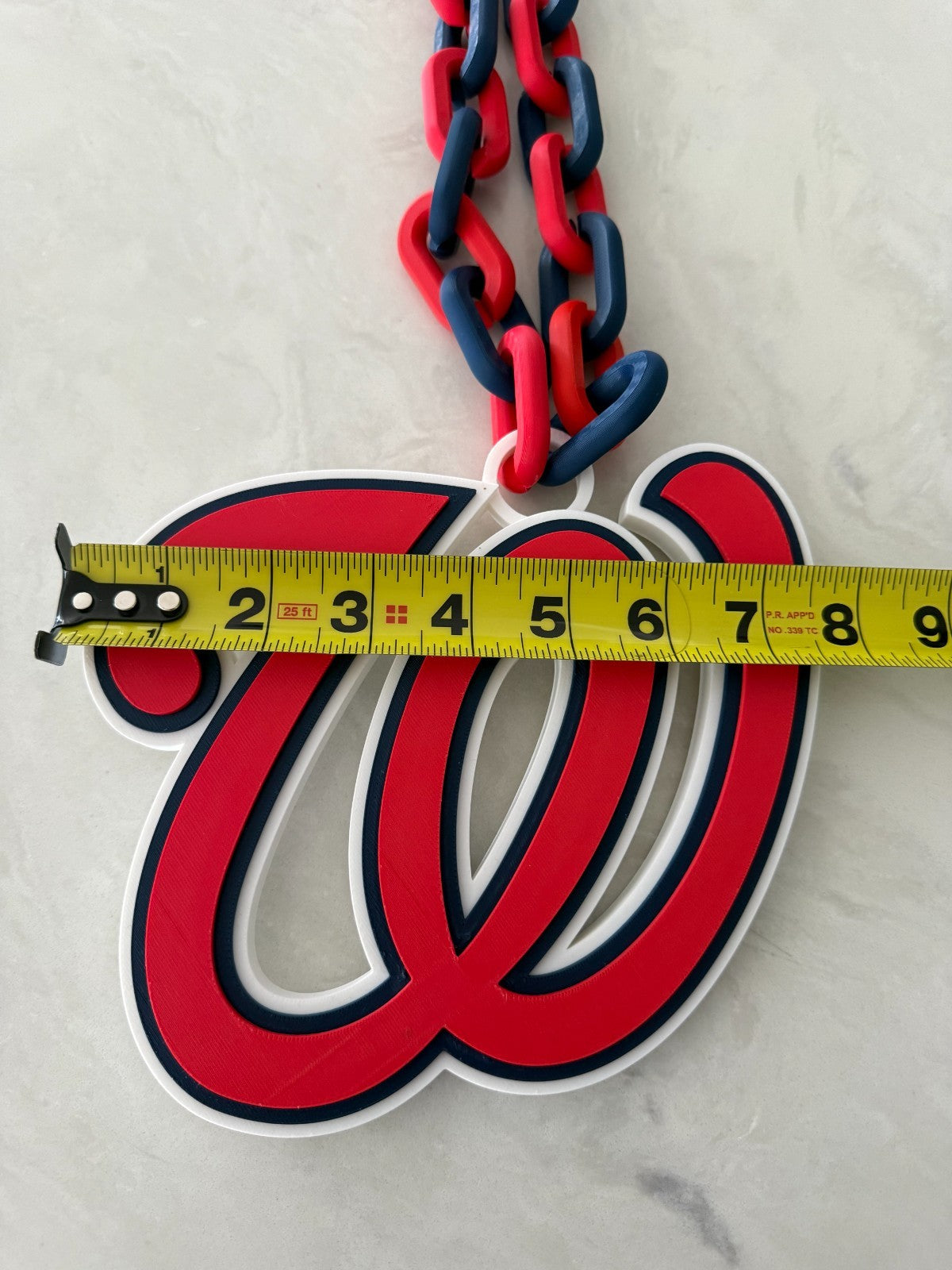 Washington Nationals Oversized Logo Necklace Turnover Chain HandMade 3D Printed