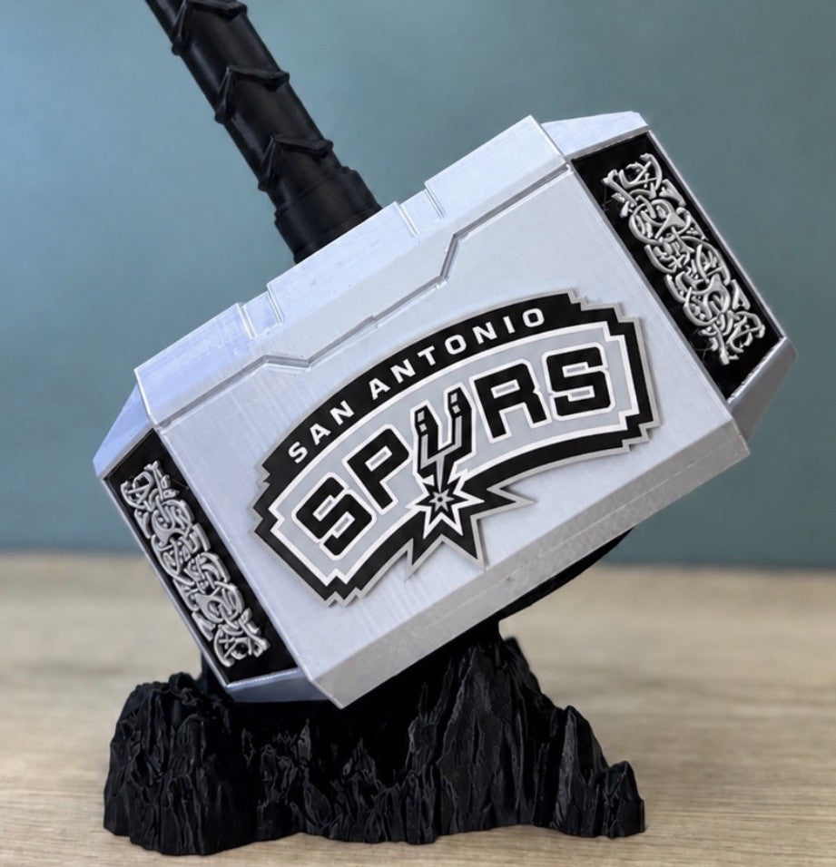 San Antonio Spurs 13” Thor Hammer & Rock NBA Unique Fan Gifts Man Cave Office