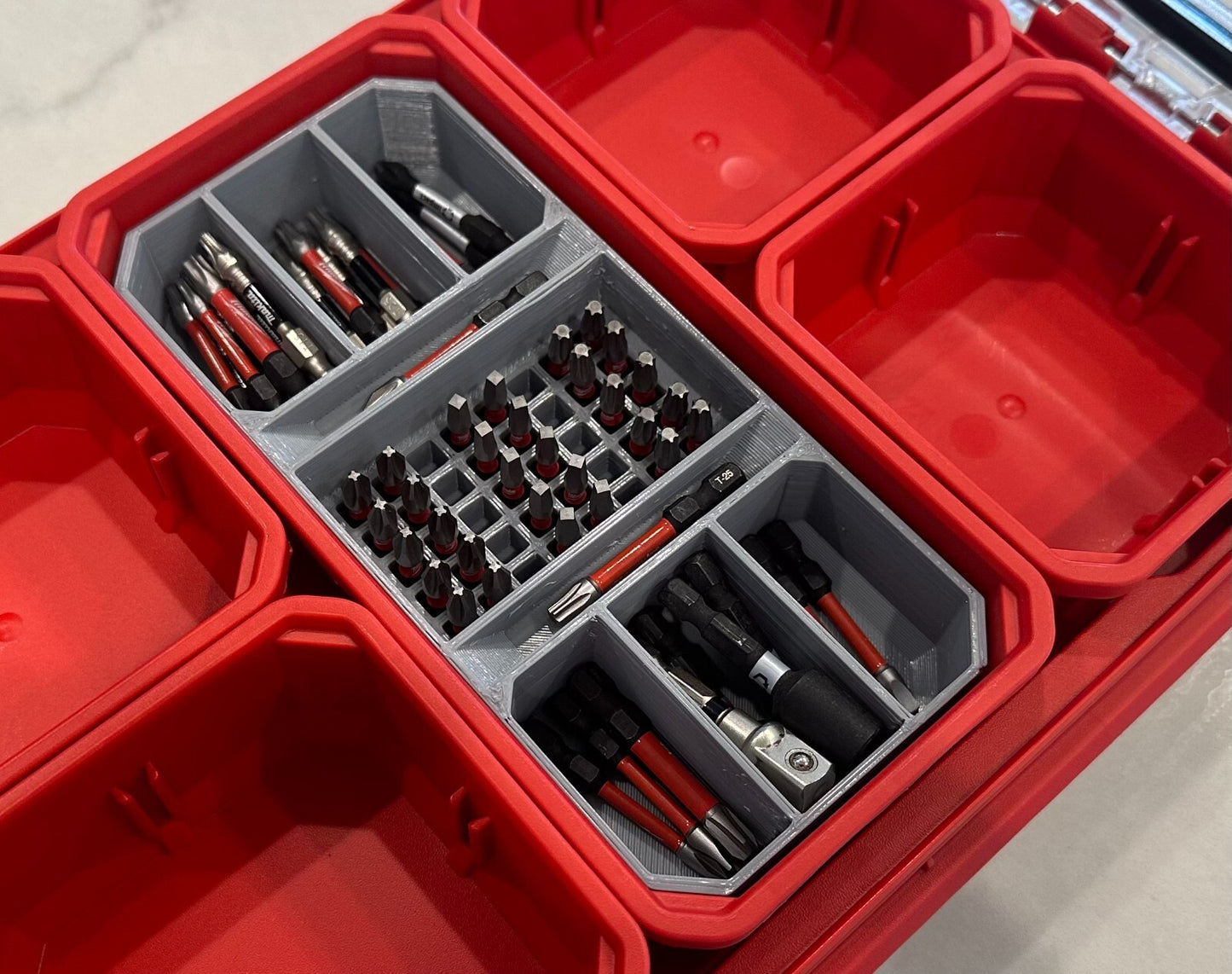 Impact bit holder insert for Milwaukee PACKOUT Low Profile Organizers (Nest - 8)