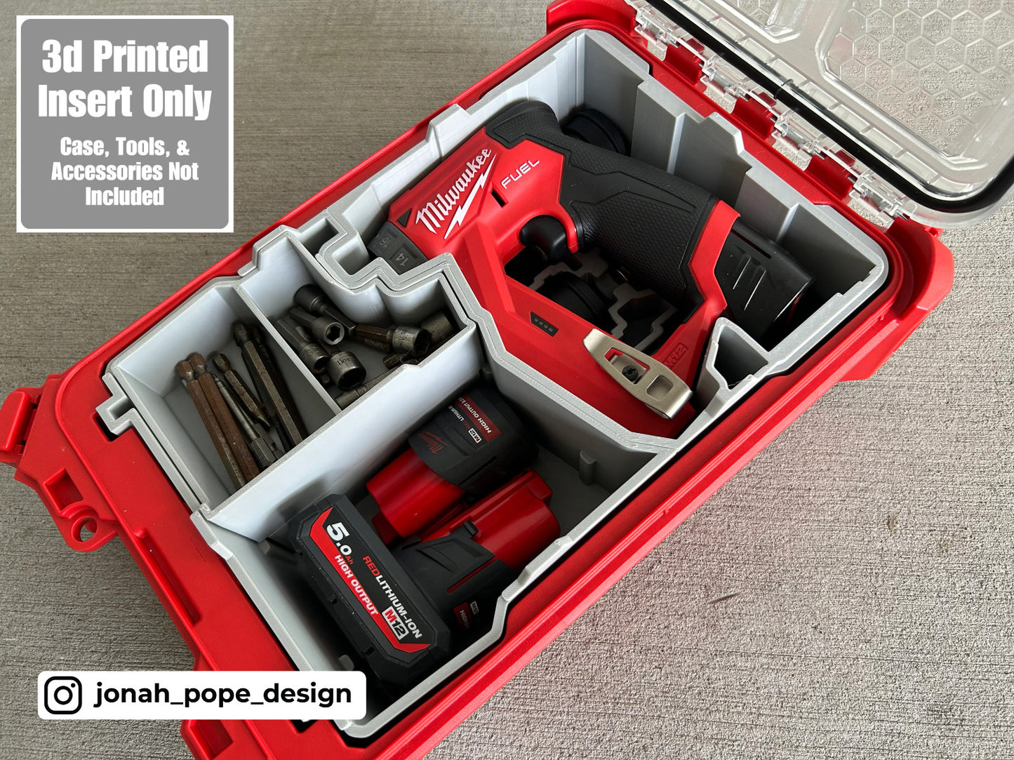 jpd 3d Printed Insert for Milwaukee Packout & M12 4-in-1 Installation Driver V2