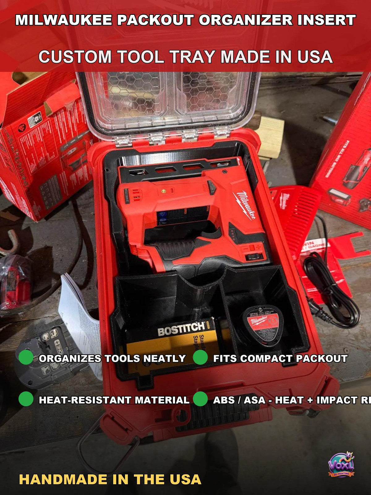 Packout Organizer Insert 3D Printed Custom ABS Tool Tray Made In USA