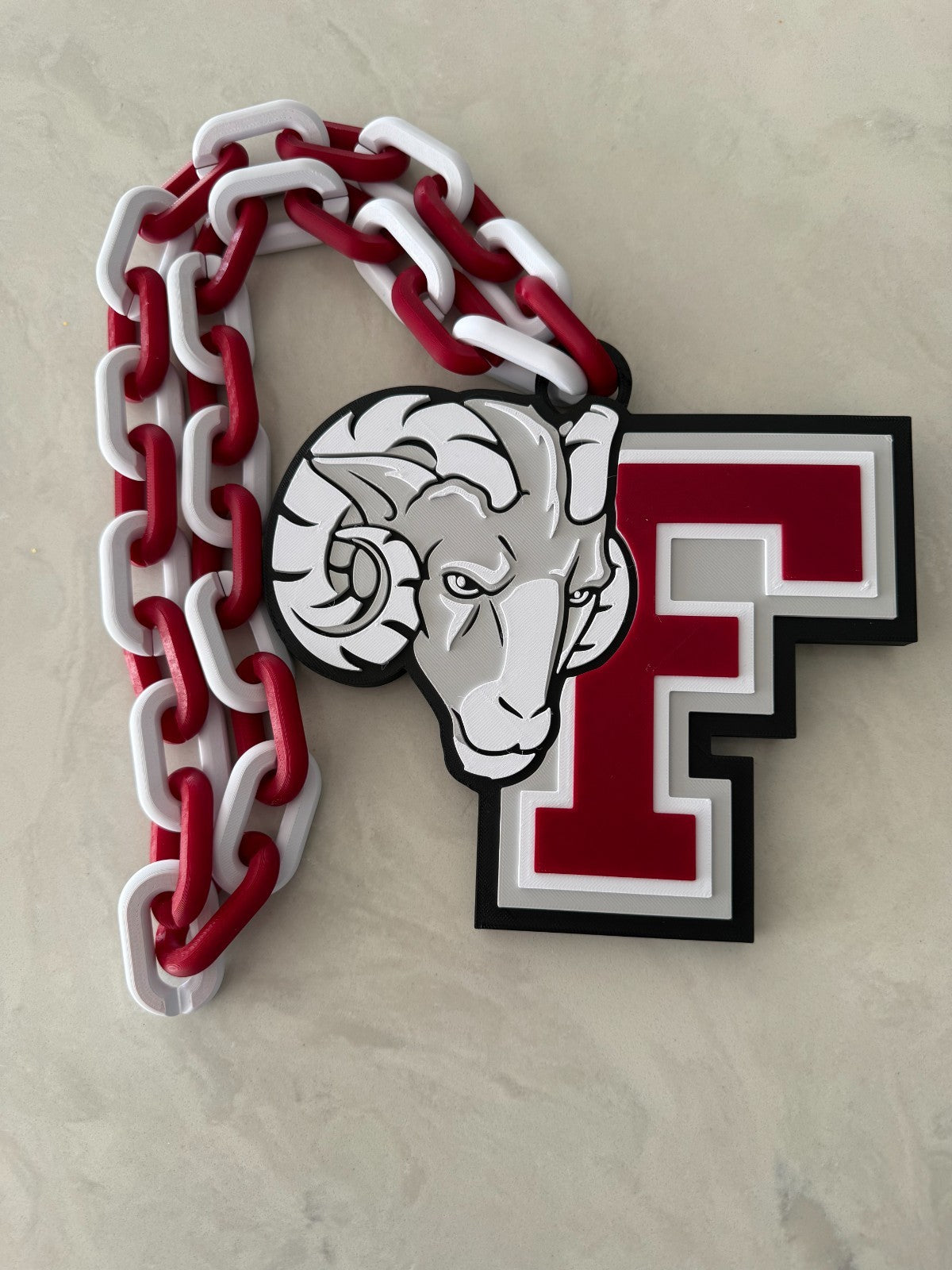 Fordham Rams Oversized Logo Necklace, Hype Turnover Chain HandMade 3D Printed