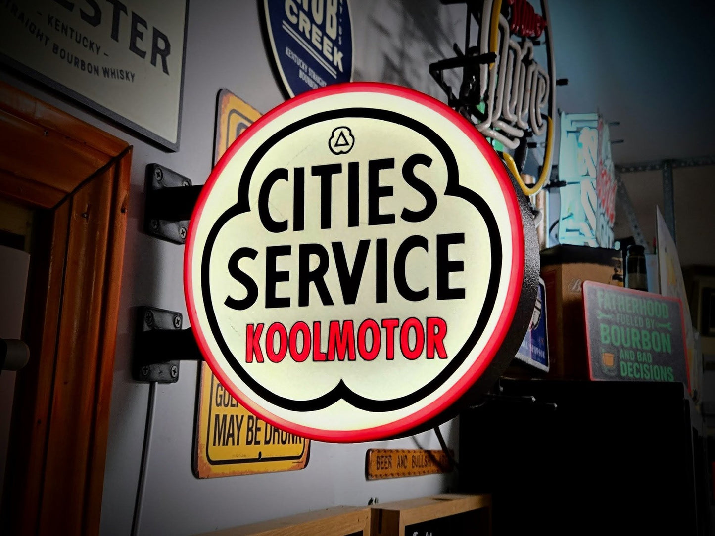 CITIES SERVICE 12 Inch Light Box LED Sign 3D Printed Wall Decor Man Cave Garage