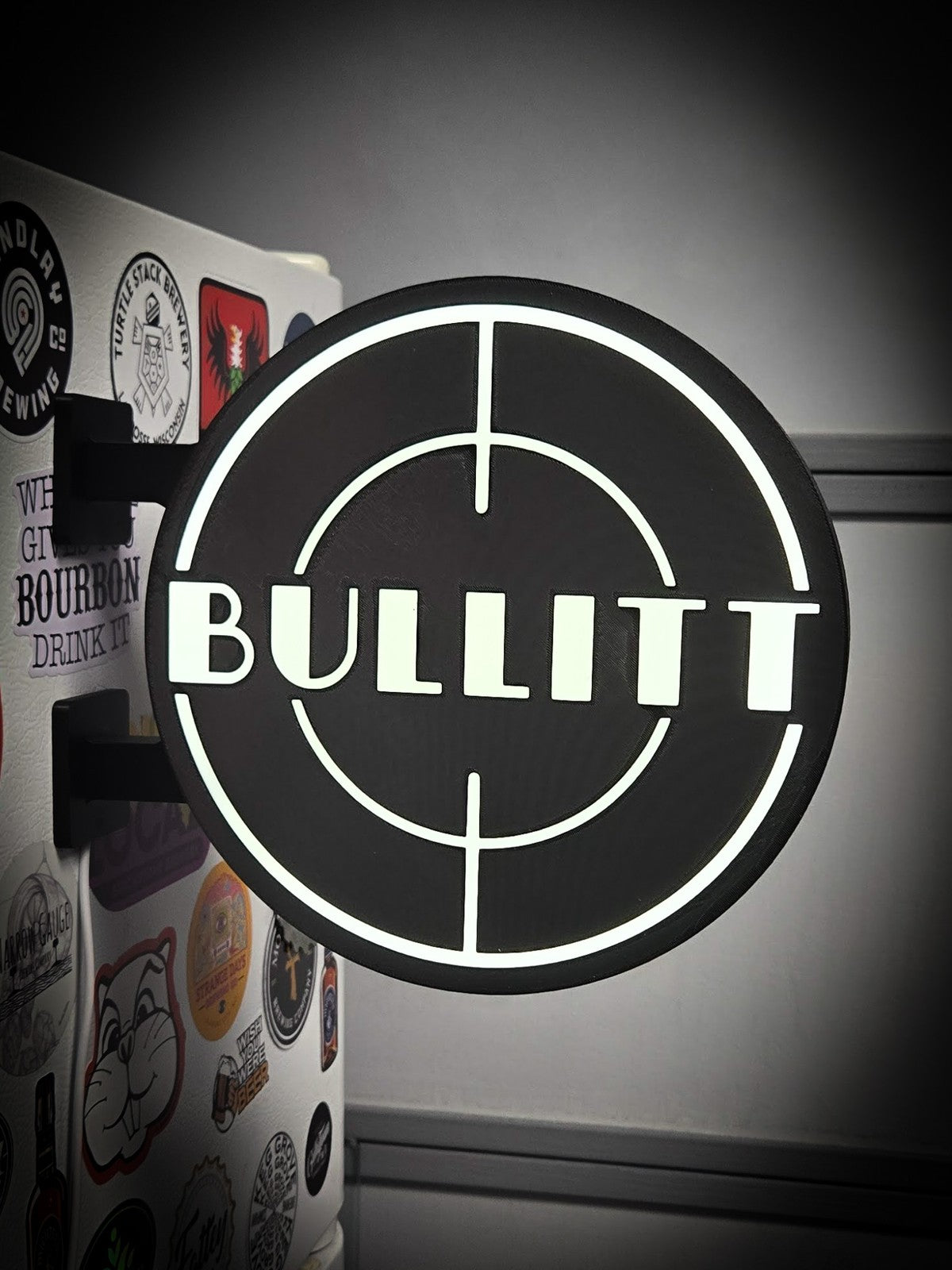 BULLITT MUSTANG 12 Inch Light Box LED Sign 3D Printed Wall Decor Man Cave Garage