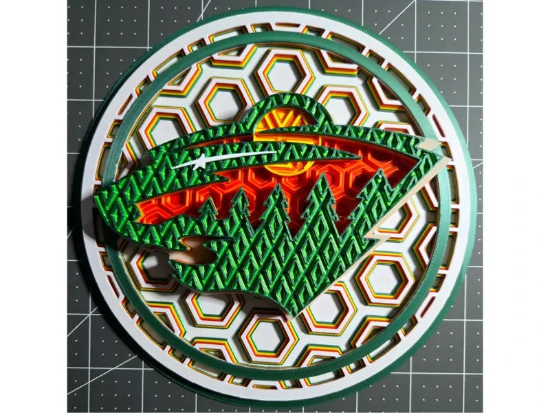 Minnesota Wild Wall Art Or Display 3D printed Dimensional Mosaic