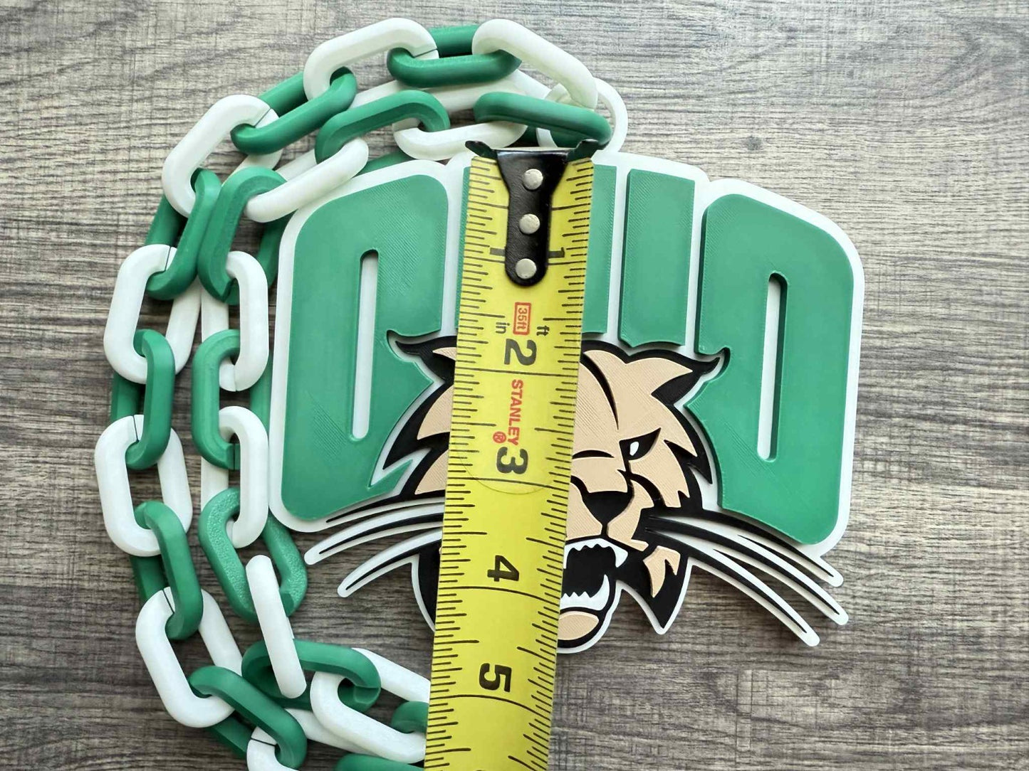 Ohio Bobcats Logo Oversized Necklace, Pendant Chain
