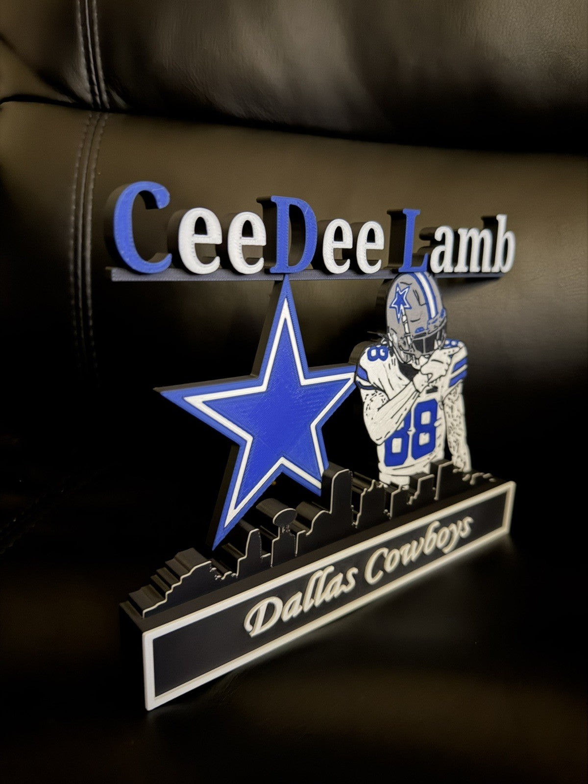 Dallas Football #88 CeeDee Lamb Skyline Desktop Display Fan Made 3D Printed PLA