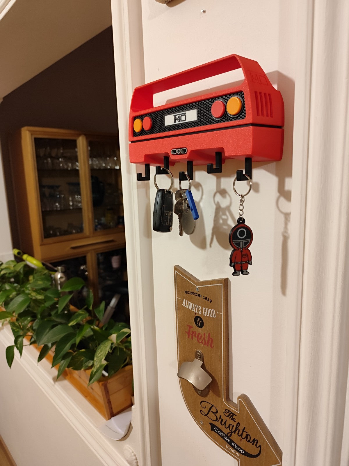 Classic Exotic Car Inspired Key Holder – Red Retro Supercar Wall Mount Organizer