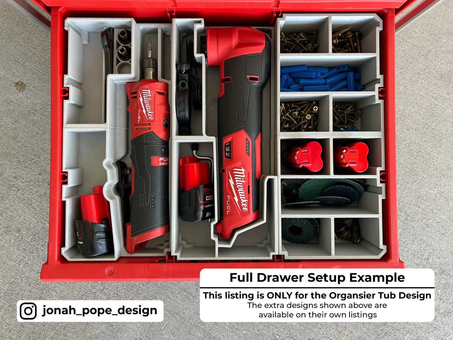 Milwaukee Packout Slimline Tub Storage Insert  | Jonah Pope Design (Insert-only)
