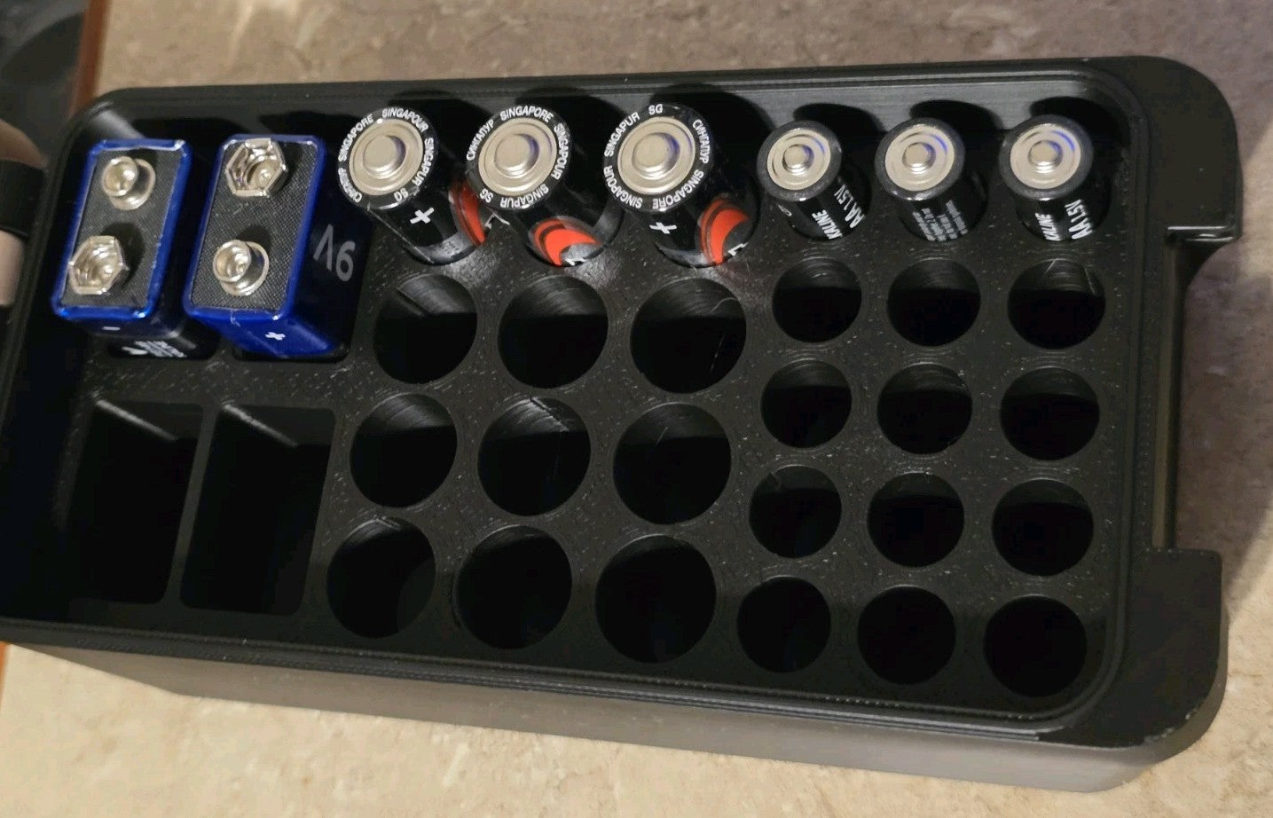 Battery Storage Box AA 9v AAA Boxloc Ammo style box snap 3d Printed Black Tan