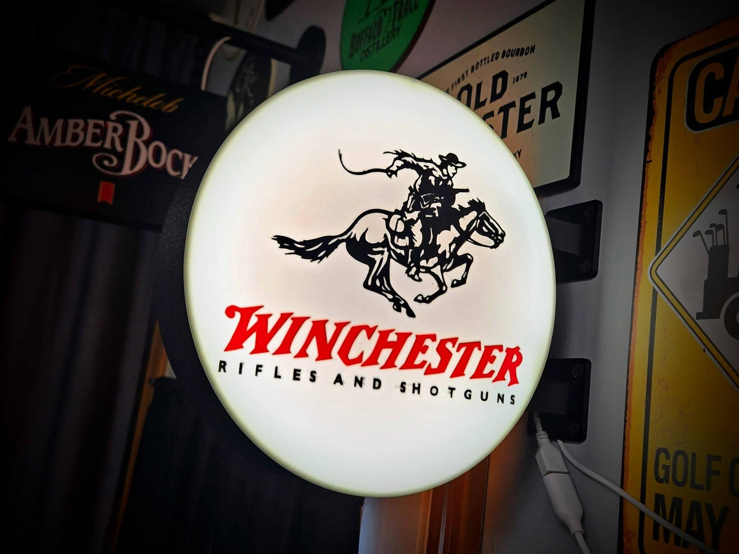 WINCHESTER 12 Inch Light Box LED Sign 3D Printed Wall Decor Man Cave Garage