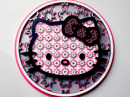 Hello Kitty Flowers Wall Art Or Display 3D printed Dimensional Mosaic