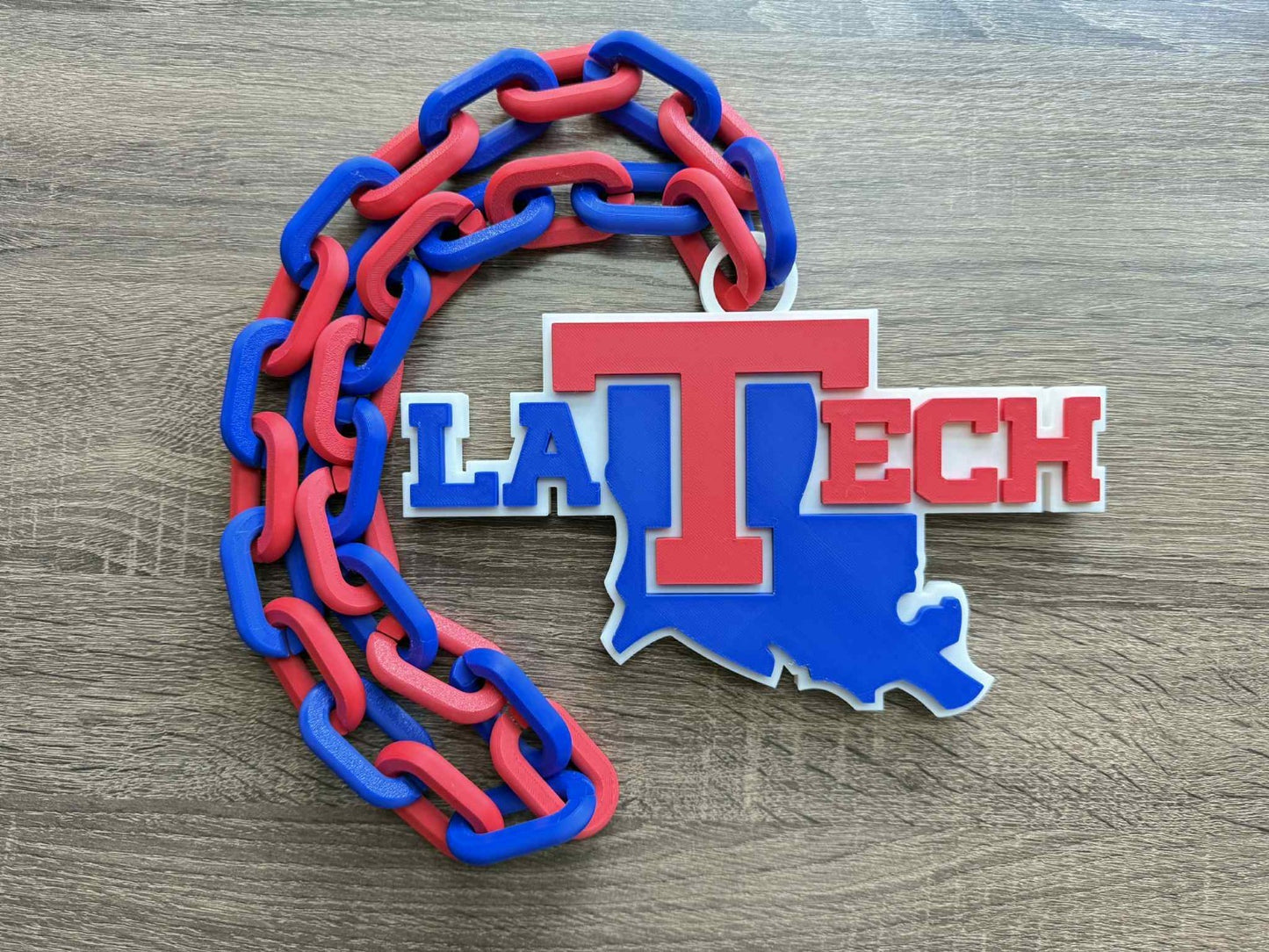 Louisiana Tech Bulldogs Logo Oversized Necklace, Pendant Chain