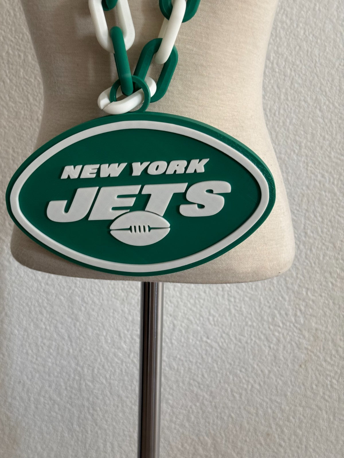 New York Jets Oversized Logo Necklace, Pendant Handmade 3D Printed