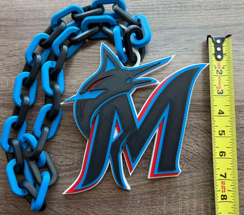 Miami Marlins 3D Printed Sports Chain, Necklace