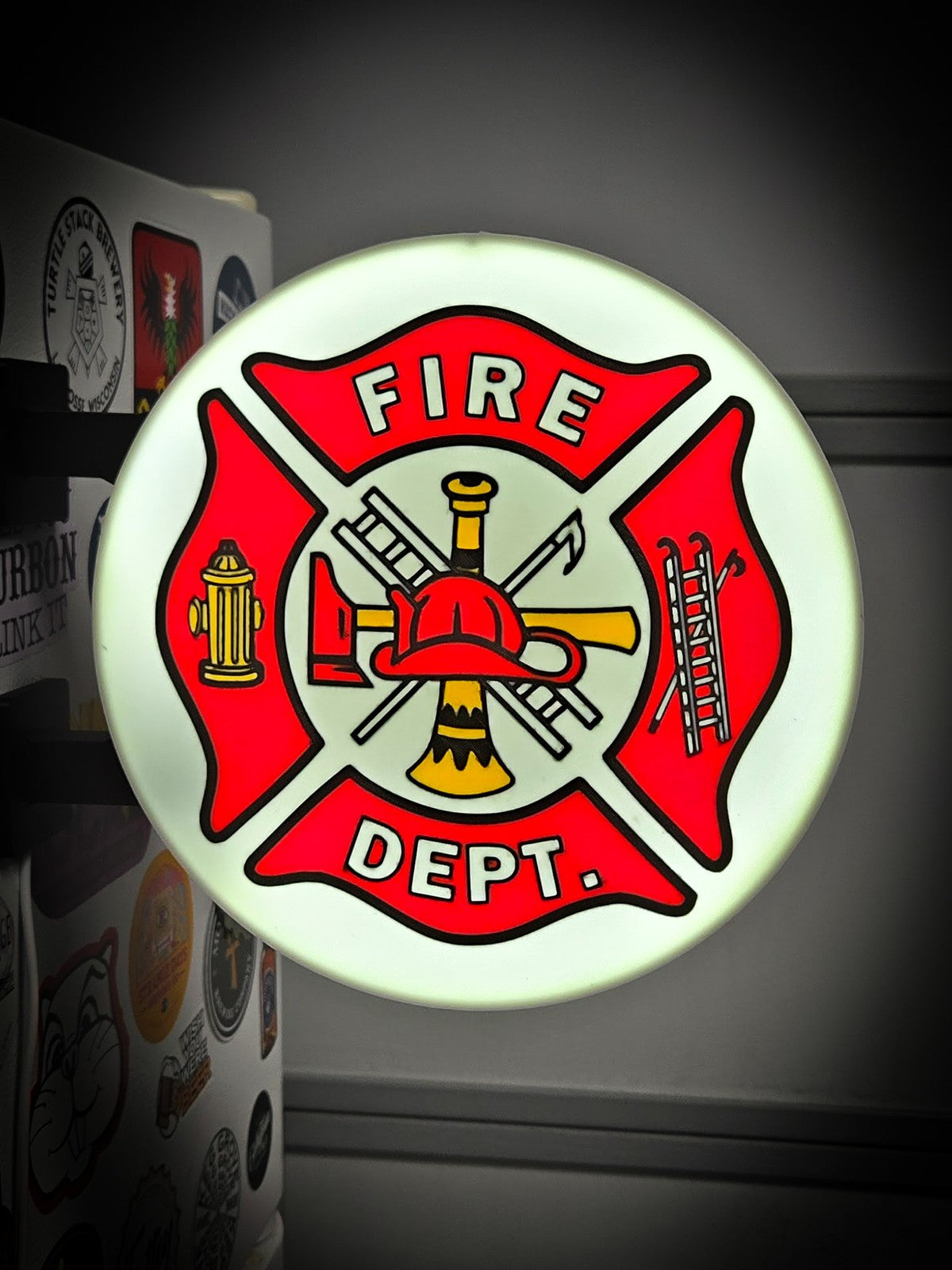 FIRE DEPARTMENT 12 Inch Light Box LED Sign 3D Printed Wall Decor Man Cave Garage