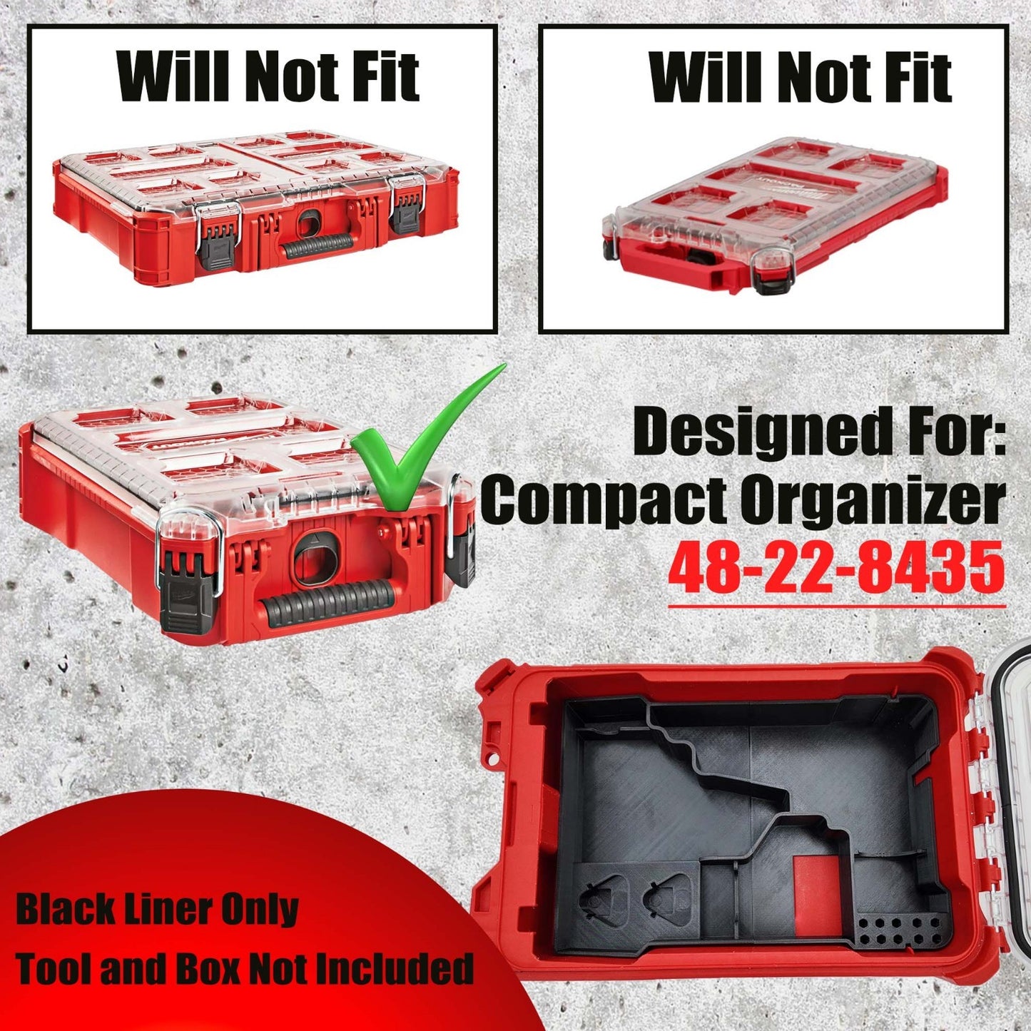 M12 Fuel Drill Driver Organizer For Milwaukee Compact Packout insert 3404  3453